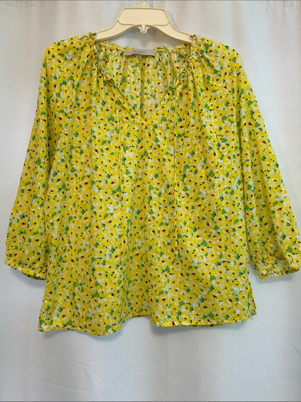 LOFT Yellow Floral Peasant Top